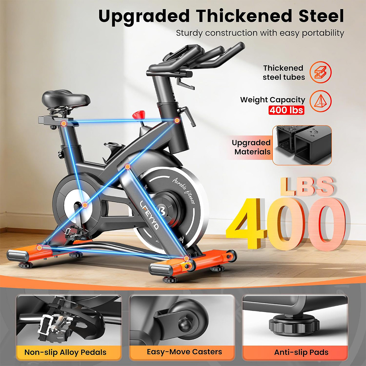 Pooboo Exercise Bike, 400LB Ma - Exercise Bike Magnetic Resistance 评论和价格
